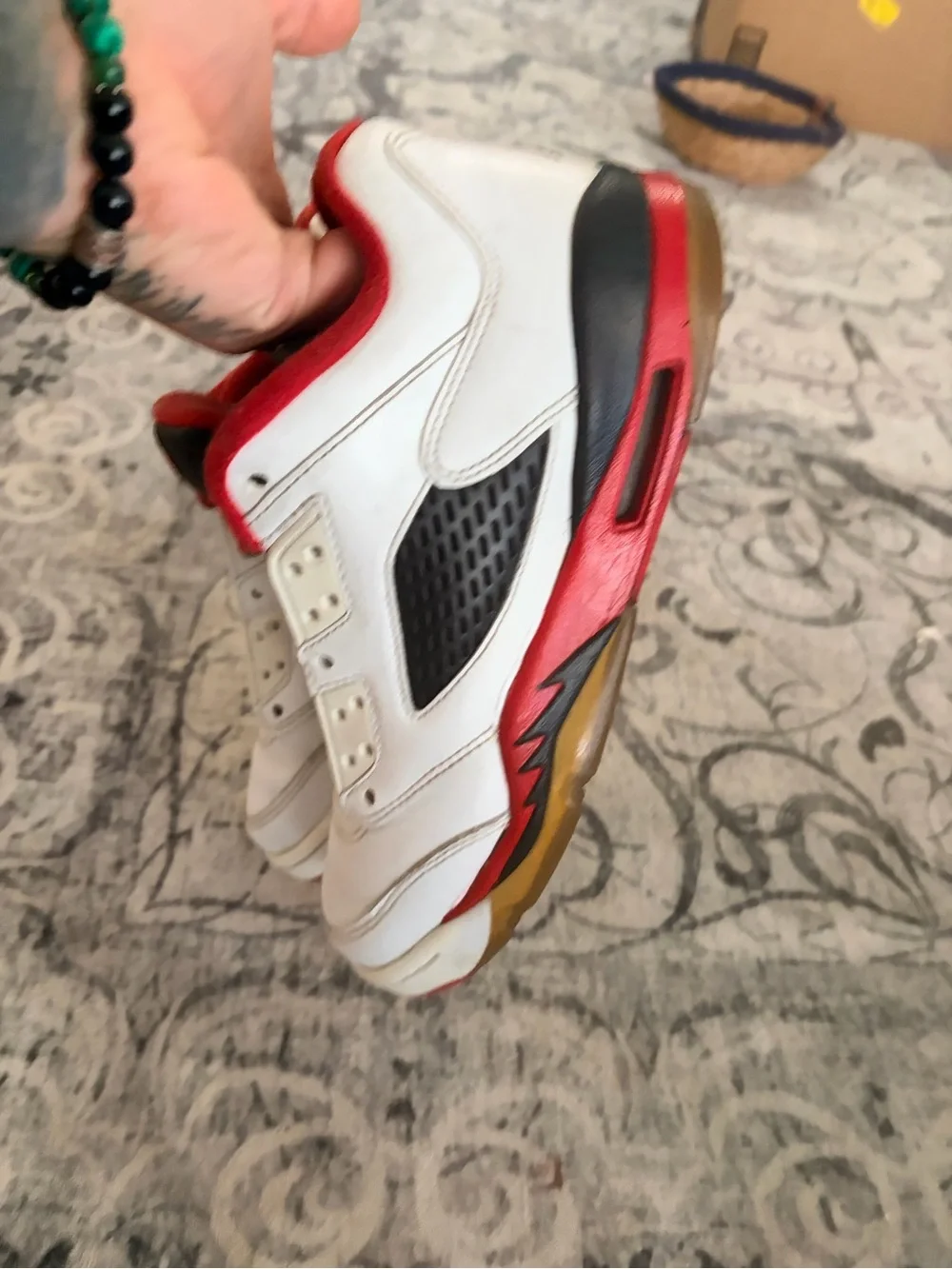Jordan Kids White Black Red Low-Top Sneakers